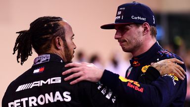 Lewis Hamilton and Max Verstappen embrace after the 2021 Abu Dhabi GP