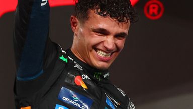 Lando Norris celebrates winning his first F1 world title