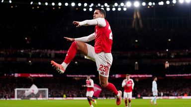 Arsenal's Mikel Merino celebrates after giving them the lead