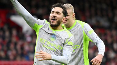 Rayan Cherki celebrates after restoring Man City's lead at the City Ground