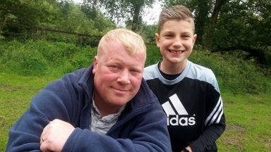 Rhys Bennett pictured with his father David