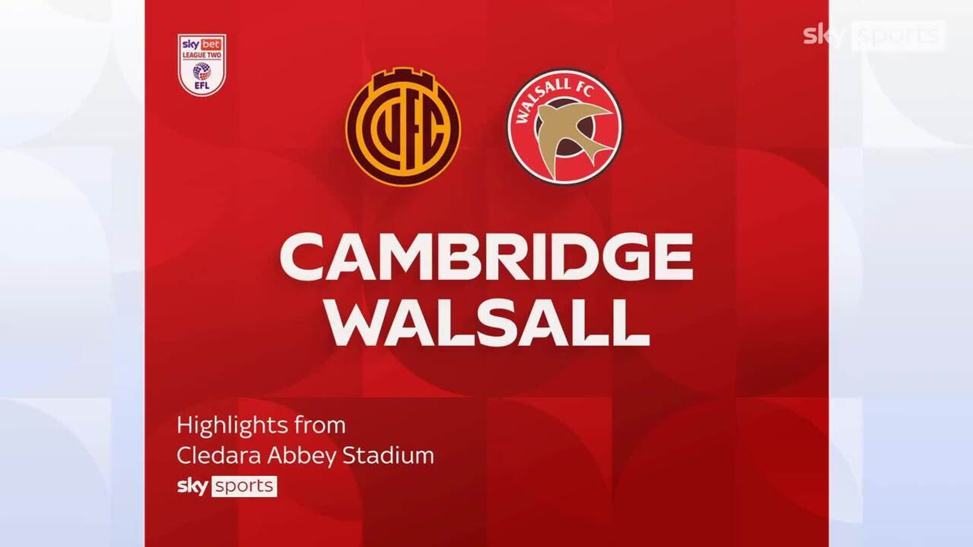 Cambridge 2-0 Walsall