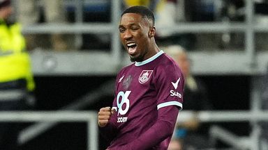 Burnley's Jaidon Anthony celebrates scoring their second goal against Manchester United