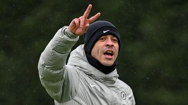 Head Coach Liam Rosenior of Chelsea during a training session at Chelsea Training Ground on January 8, 2026 in Cobham, England