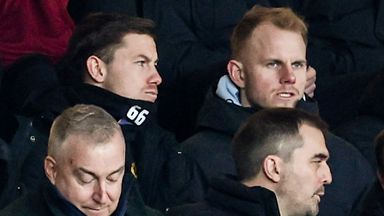 Motherwell signing target Eythor Bjorgolfsson (centre) watches on during a Scottish Cup match between Motherwell and Ross County 