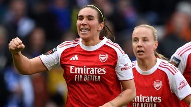 Mariona Caldentey celebrates after doubling Arsenal's lead at Chelsea