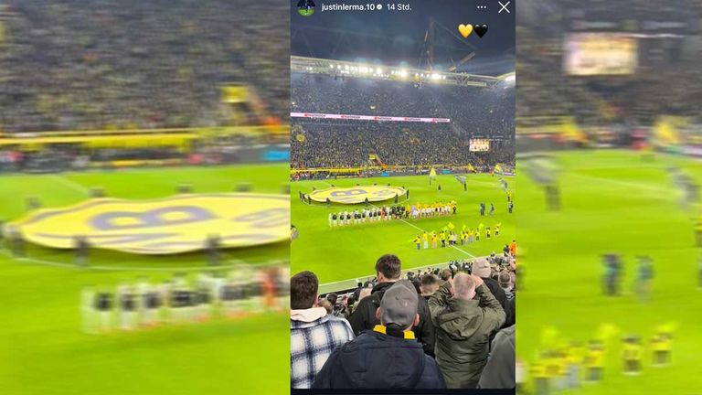 Justin Lerma erlebte das Spiel gegen Bremen von der Tribüne aus. (Bildquelle: Instagram/justinlerma.10)