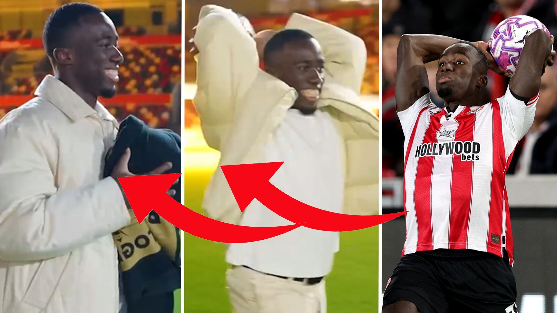 Superb! 👏 Brentford's Kayode has unique 'throw-in' baby gender reveal!
