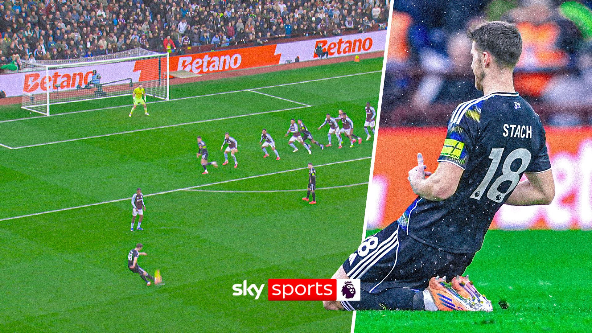 Caught off guard! Stach tricks Villa to fire in 35-yard free-kick