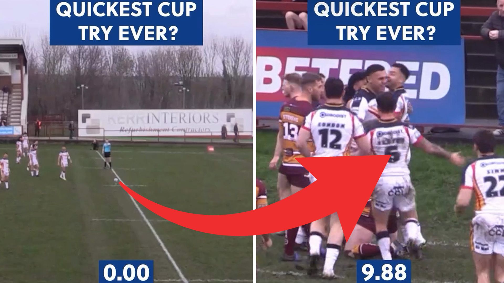 Catalans Dragons' Cotric scores within just TEN seconds of the kick-off!