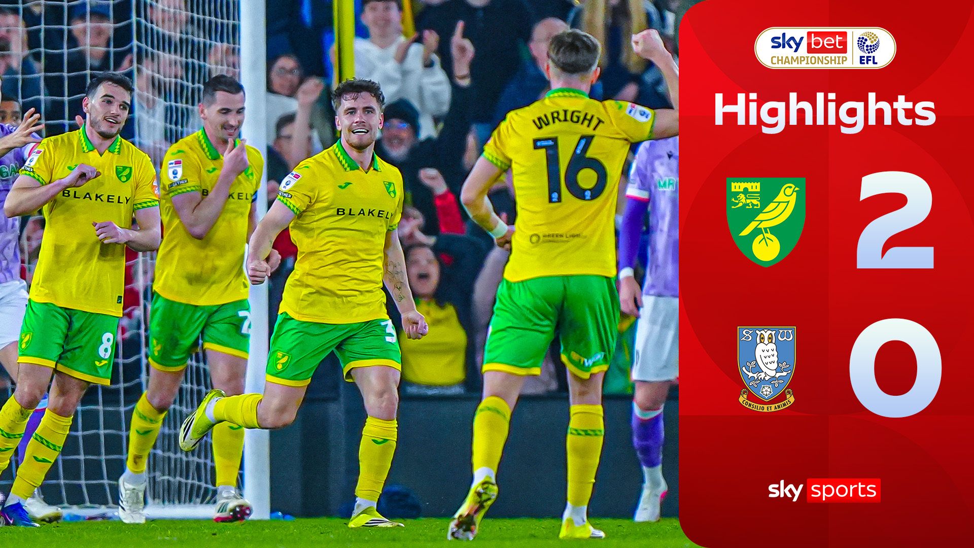 Norwich 2-0 Sheffield Wednesday