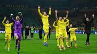 Image of Bodo/Glimt's players celebrate beating Inter Milan