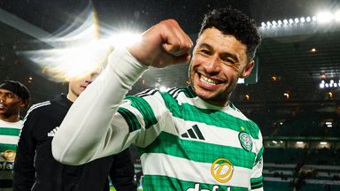 Celtic's Alex Oxlade-Chamberlain celebrates at full time after scoring the winner
