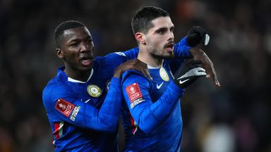 Pedro Neto (right) celebrates with team-mate Moises Caicedo after scoring
