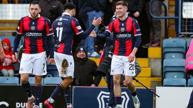 Dundee's Cameron Congreve (right) celebrates making it 3-3 at Dens Park