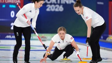 Great Britain's Sophie Sinclair (centre), Rebecca Morrison (left) and Jennifer Dodds during the women's curling at the Winter Olympics