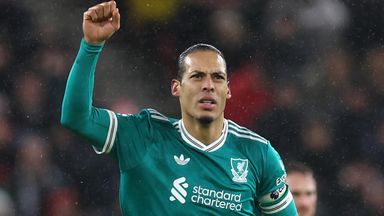 Virgil van Dijk celebrates scoring Liverpool's winner against Sunderland