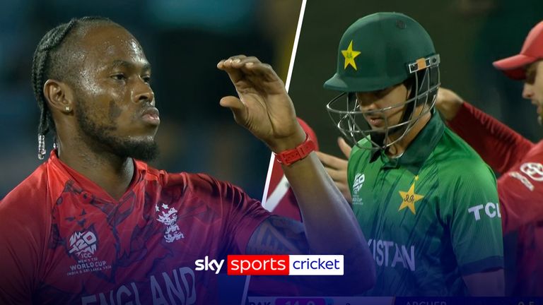 Saim Ayub is caught by Jacob Bethell, as Jofra Archer claims the first wicket of the match