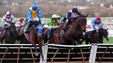 Air Of Entitlement ridden by Patrick M O'Brien (front right) on the way to winning the Martin Pipe