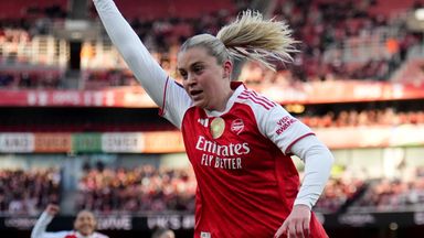 Alessia Russo celebrates after doubling Arsenal's lead against Spurs