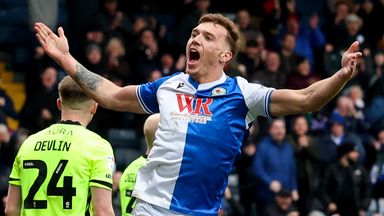 Hayden Carter celebrates after scoring Blackburn's late equaliser against Portsmouth