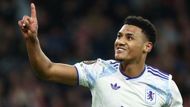 Aston Villa's Ollie Watkins celebrates his goal against Lille