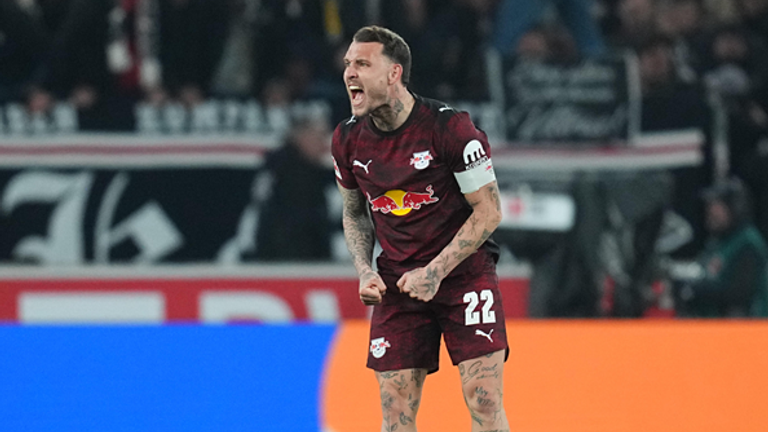 Leipzigs David Raum ist sauer nach der Niederlage gegen Stuttgart. Am Freitag trifft RB zuhause gegen Hoffenheim. 