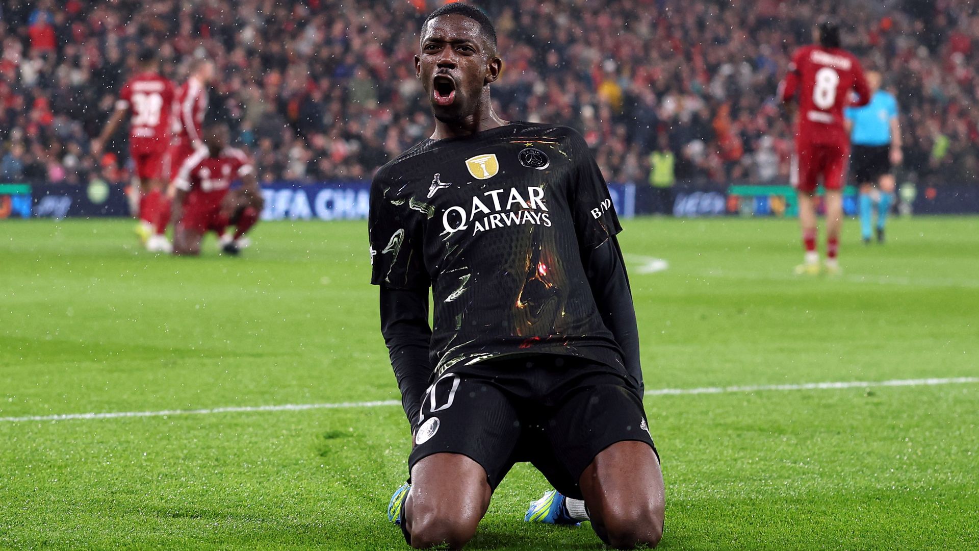 Liverpool exit confirmed by Dembele's double for PSG