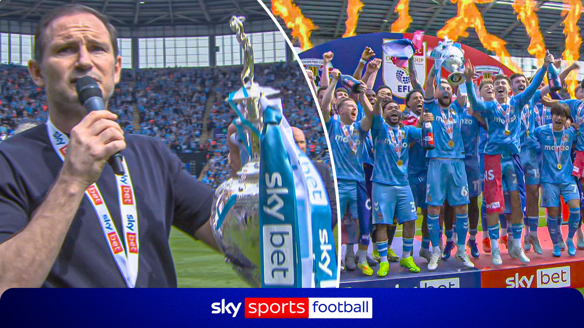 Lampard gets Coventry fans singing during trophy lift celebrations!