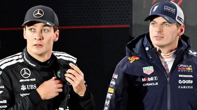 George Russell and Max Verstappen