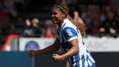 Brighton forward Haley scored twice and was named player of the match
