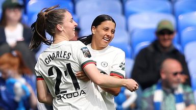 Sam Kerr celebrates scoring her Chelsea's second goal with team-mates