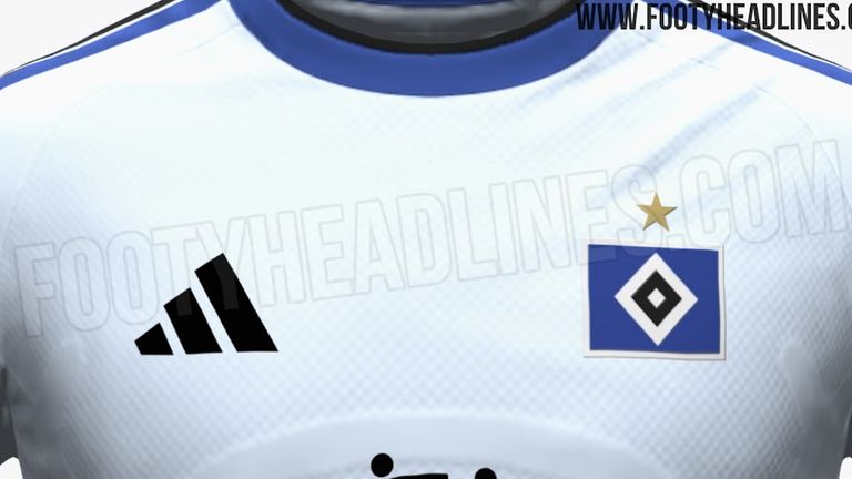 Der Brustbereich des geleakten neuen HSV-Heimtrikots. (Quelle: FootyHeadlines.com)