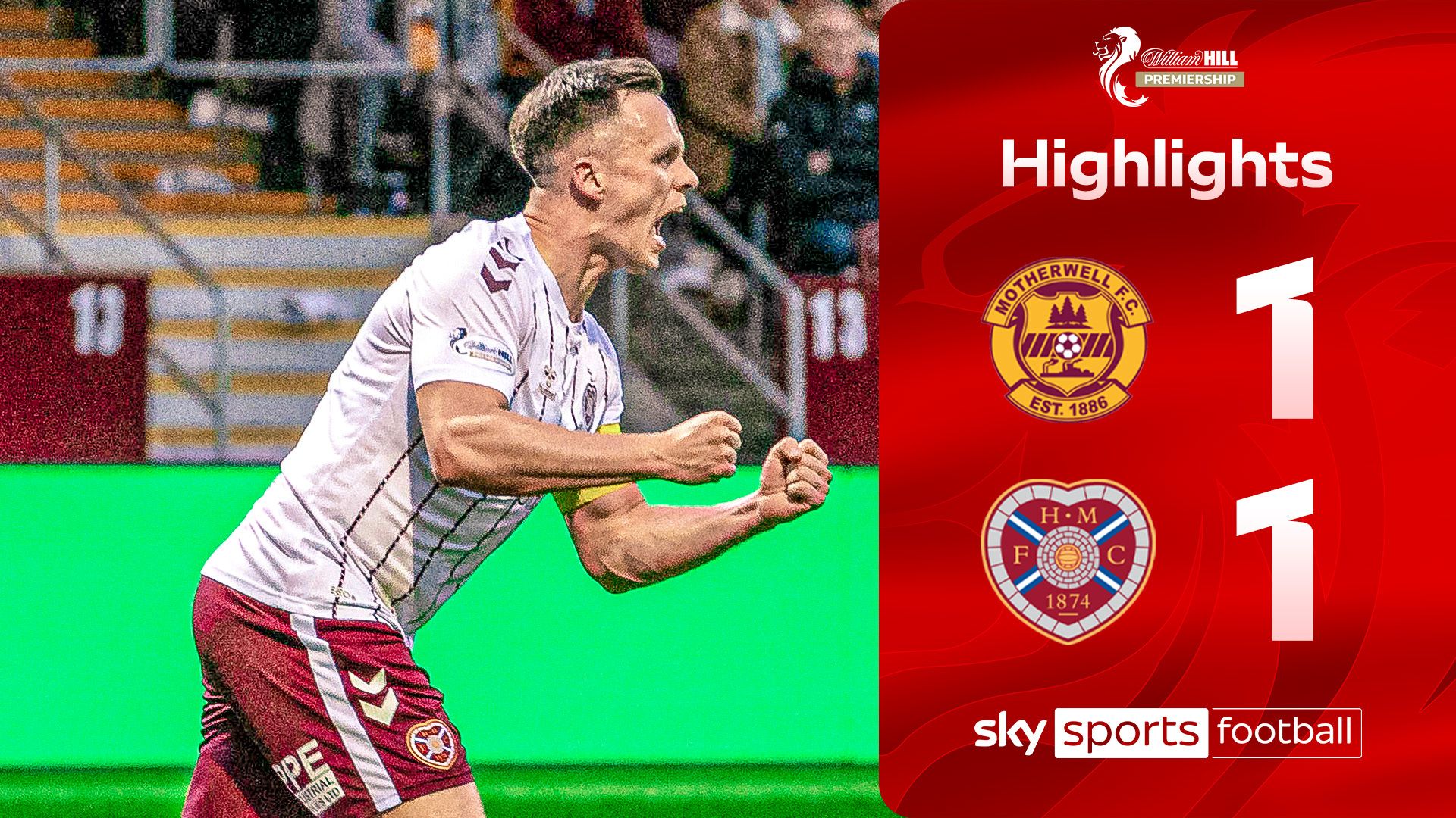 Hearts miss chance to go six clear of Celtic after Motherwell draw