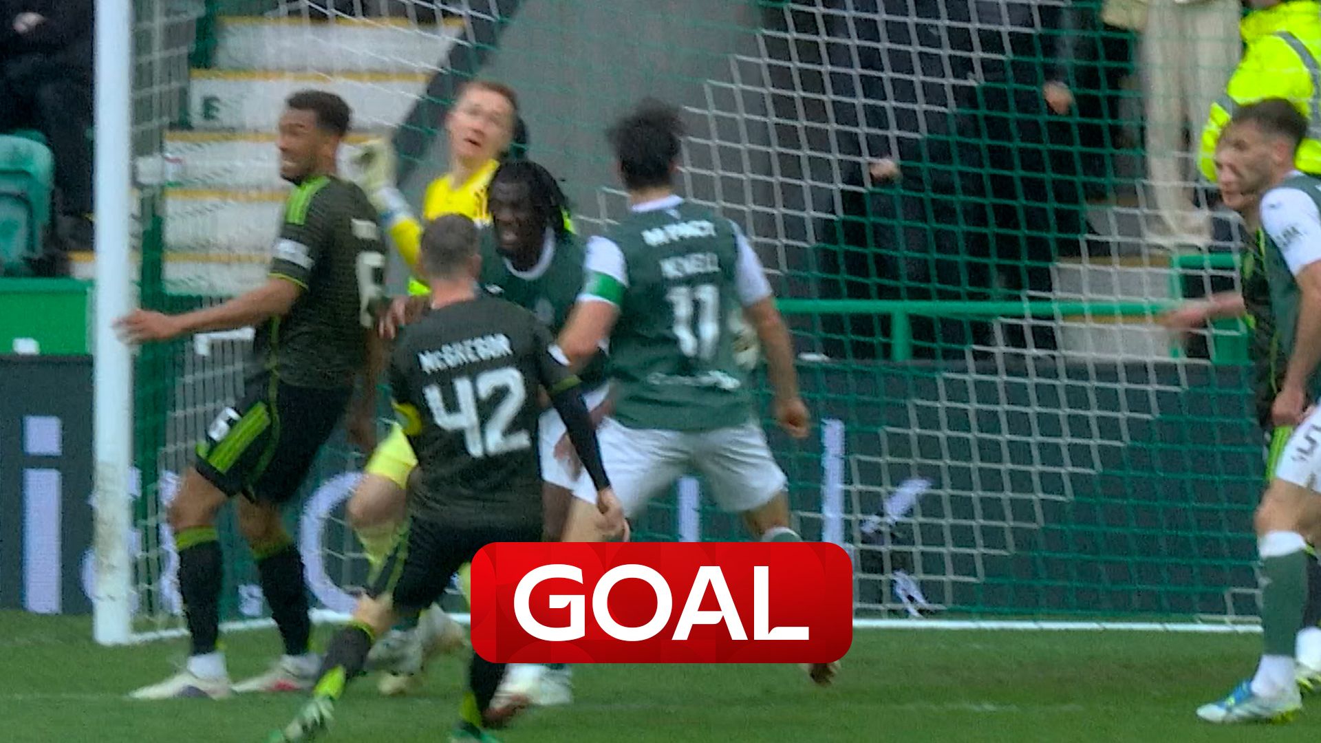 Hibs hit back before half-time! But was it handball? 