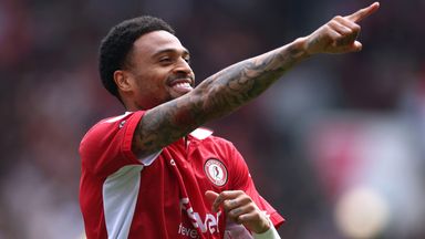 Delano Burgzorg celebrates after giving Bristol City an early lead against Stoke