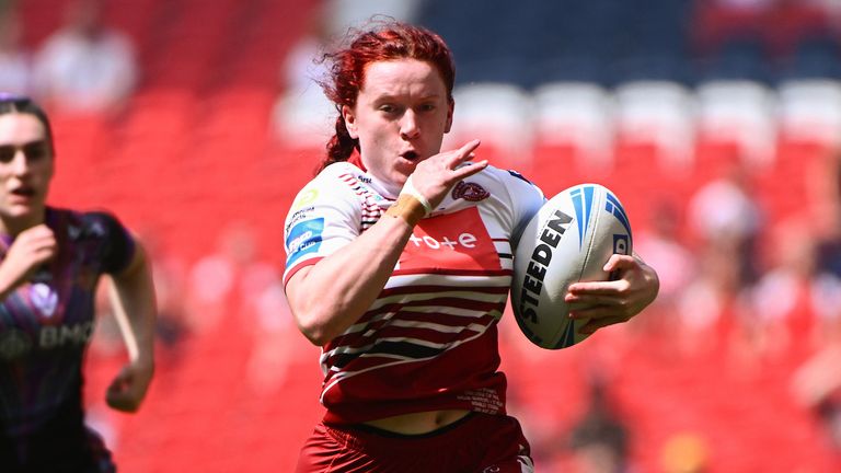 Wigan's Eva Hunter proved a standout player on the day, with her electric pace too much for St Helens to contain