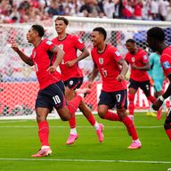 England race away in celebration after Jude Bellingham makes the breakthrough against Panama