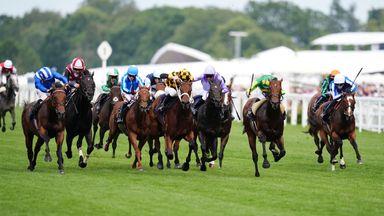 Almeraq, ridden by Tom Marquand (left), on the way to winning the Queen Elizabeth II Jubilee Stakes on day five of Royal Ascot 