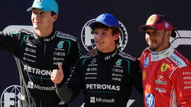 Kimi Antonelli, Lewis Hamilton and George Russell are covered by 50 points at the top of the Drivers' Championship