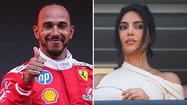 Lewis Hamilton and Kim Kardashian at the Monaco GP (AP Photo/Fatima Shbair, Yves Herman/Pool Photo via AP)