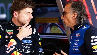 Red Bull's Max Verstappen and Laurent Mekies in conversation in Canada