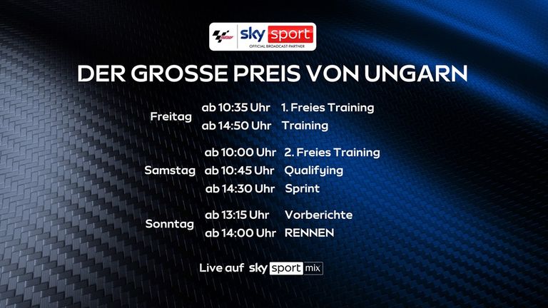 So siehst Du den Grossen Preis von Ungarn  - LIVE AUF SKY SPORT.