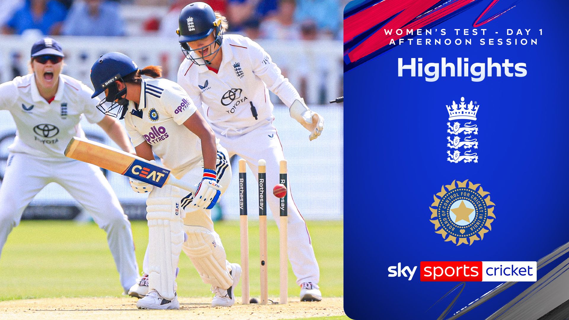 Afternoon session: England take big wickets of Mandhana and Harmanpreet