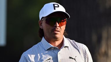 Rickie Fowler watches after hitting from the 11th tee during the first round of the Rocket Classic (AP Photo/Jose Juarez)