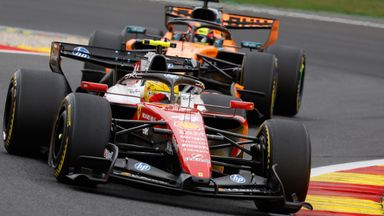 Lewis Hamilton ahead of Oscar Piastri at Spa