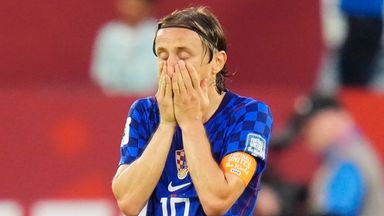 Croatia's Luka Modric (10) reacts to a goal by Portugal during  the second half of the World Cup round of 32 soccer match between Portugal and Croatia in Toronto, Thursday, July 2, 2026. (Chris Young/The Canadian Press via AP)
