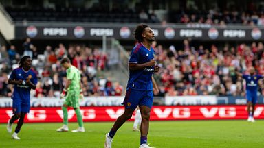 TRONDHEIM, NORWAY - JULY 24: Joshua Kirkzee of Manchester United celebrates scoring their second goal during the pre-season friendly match between Rosenborg and Manchester United at Lerkendal Stadion on July 24, 2026 in Trondheim, Norway. (Photo by A