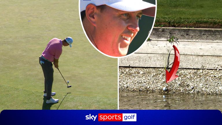 Dean incredibly putted into the water on the 18th green during the BMW International Open