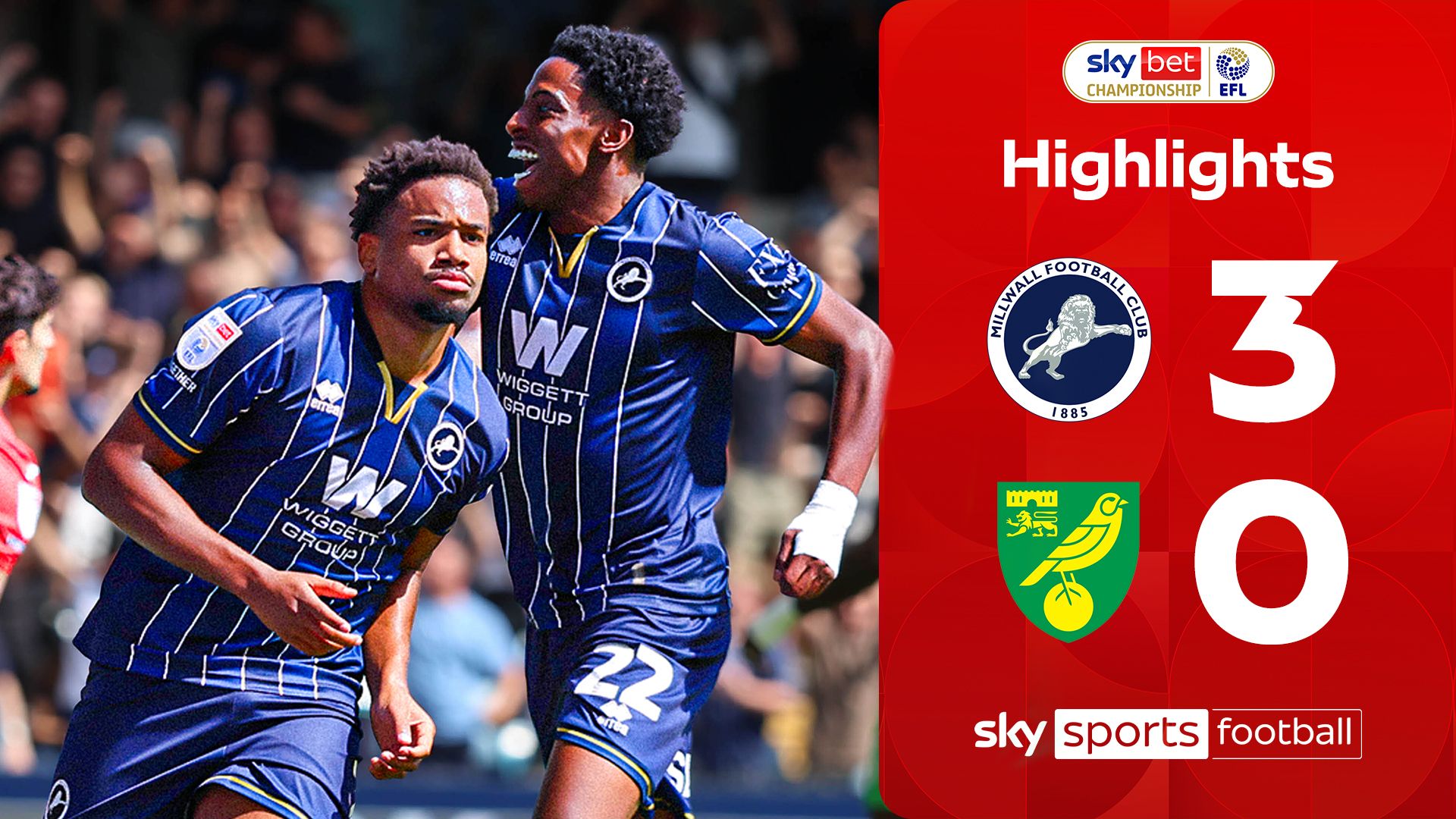 Arconte scores twice as Millwall put three past 10-player Norwich!